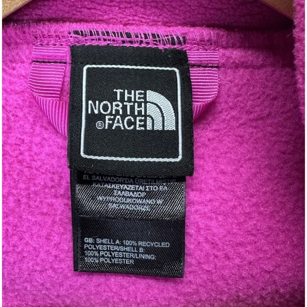 The North Face Girls Denali Jacket Pink Black White Full Zip‎ Hood XL (18)